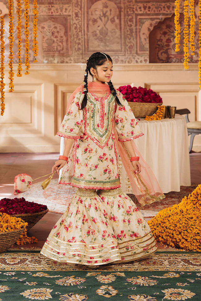 Rashk-e-Chaman - Floral Print Embellished Gharara Set 4 pc Hover Image