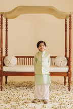 Mint Silk Jamawar Waistcoat