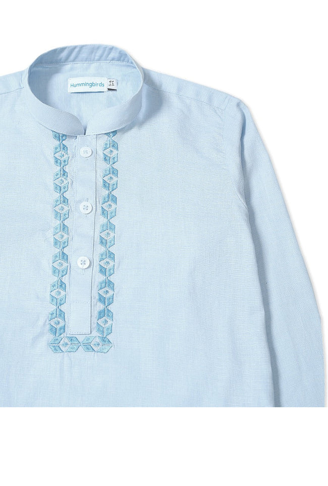 Pastel Blue Embroidered Kurta Main Image