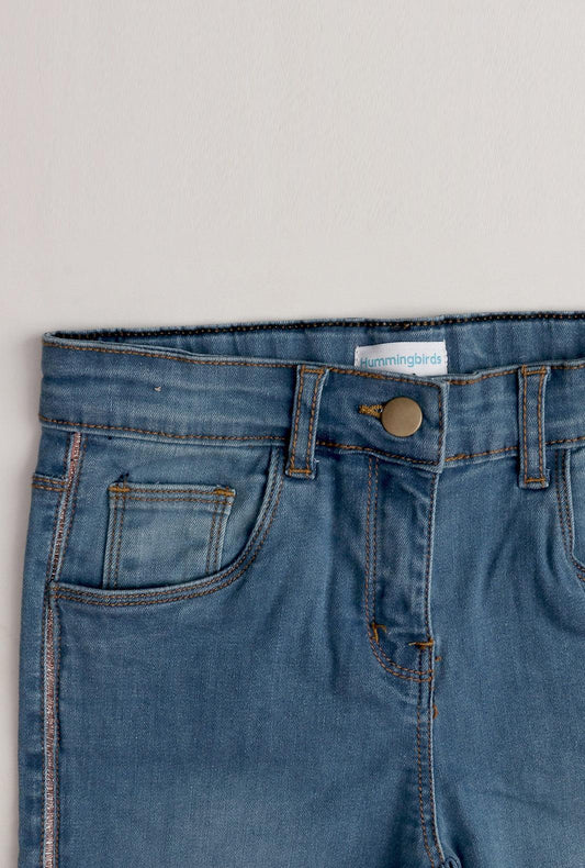 Denim Jeans with Gold Side Tape
