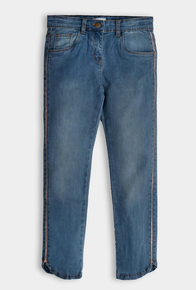 Denim Jeans with Gold Side Tape Hover Image