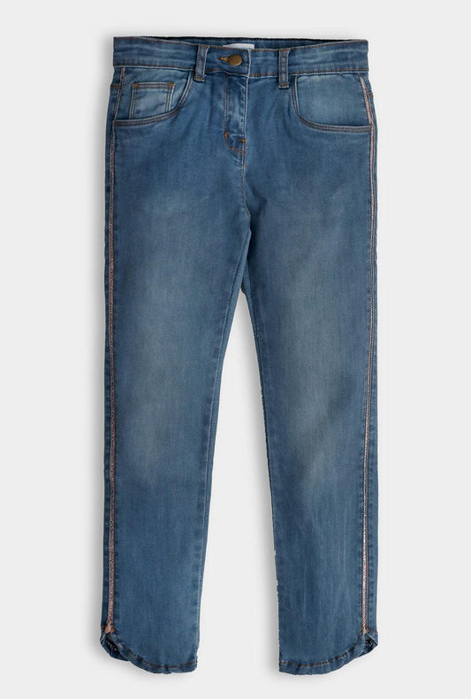 Denim Jeans with Gold Side Tape