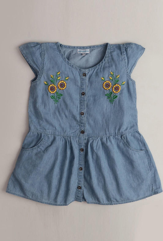 Embroidered Denim Top