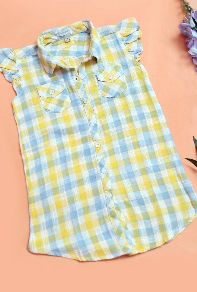Yellow & Blue Check Top Hover Image