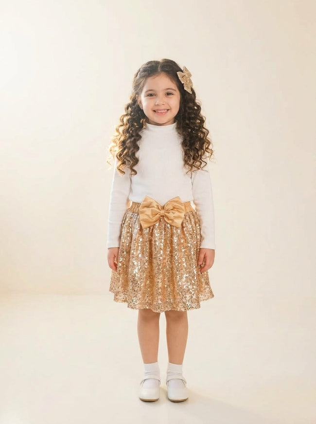Shimmery Gold Sequin Skirt Main Image