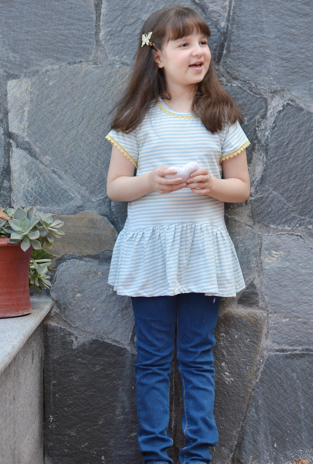 Blue White Stripey Top