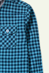 Blue Checkered Hoodie Flannel Shirt