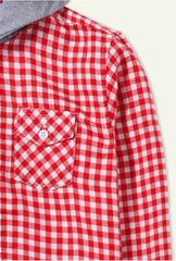 Red Checkered Hoodie Flannel Shirt