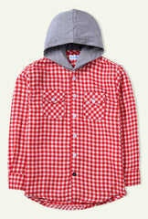 Red Checkered Hoodie Flannel Shirt