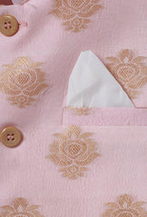 Pastel Pink & Gold Jacquard Waistcoat