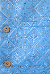 Sky Blue Embroidered Waistcoat