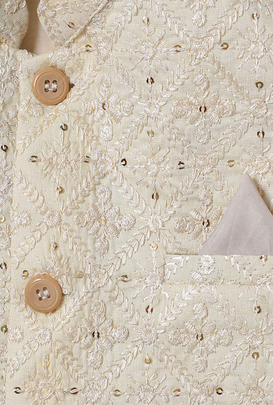 Off White Embroidered Waistcoat