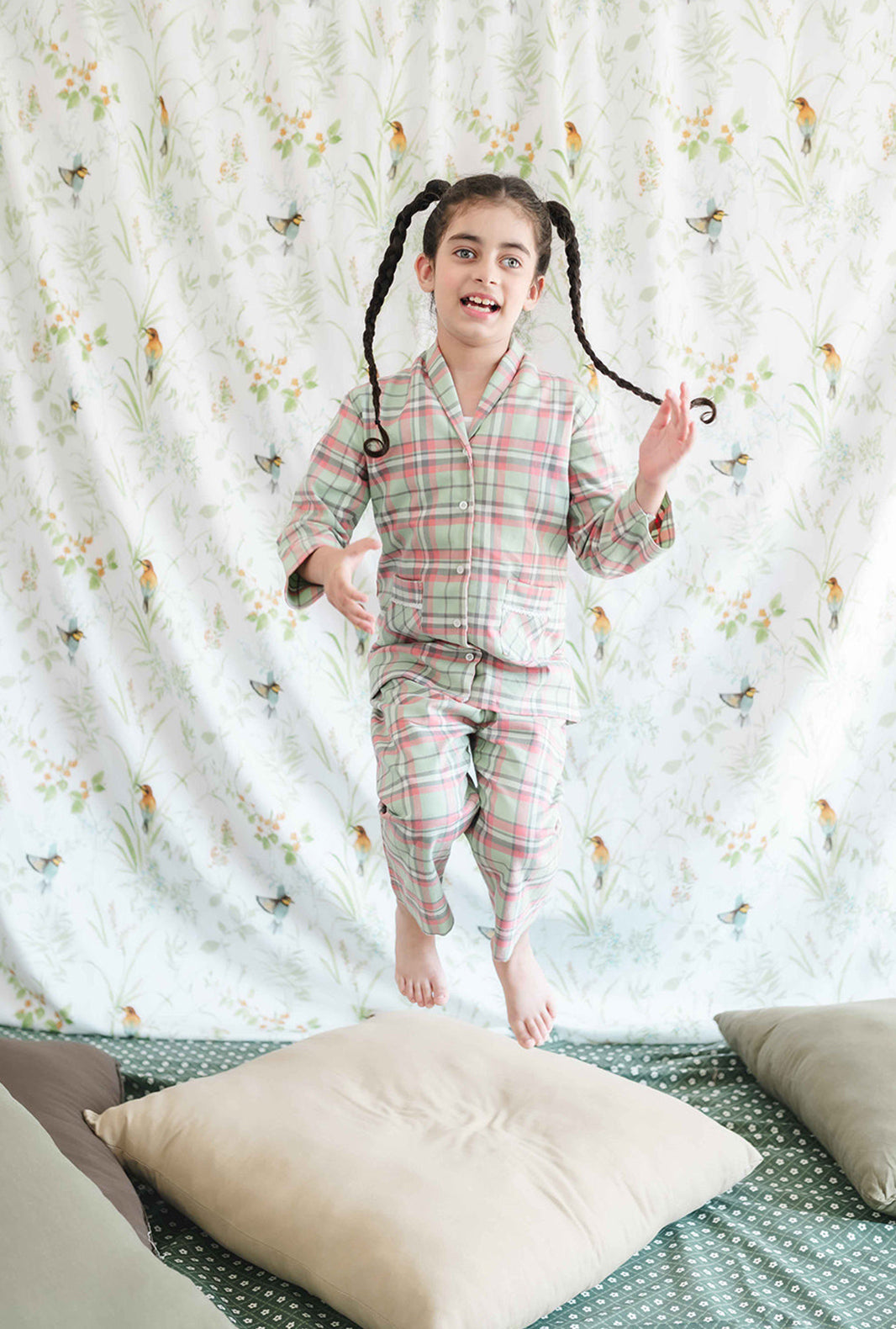 Pink & Mint Flannel Night Suit 2 PC