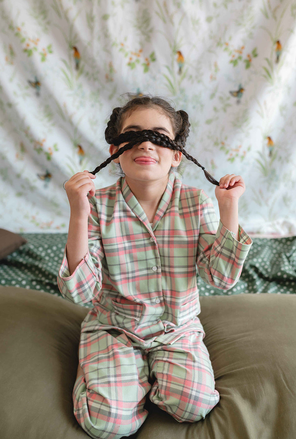 Pink & Mint Flannel Night Suit 2 PC