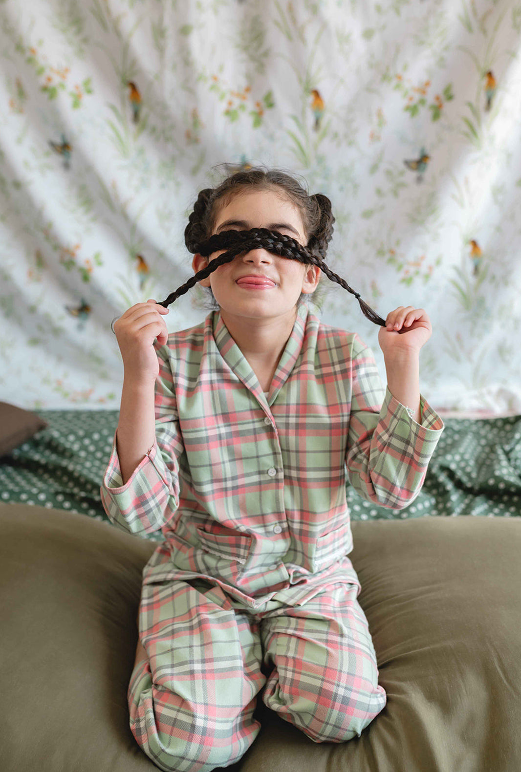 Pink & Mint Flannel Night Suit 2 PC