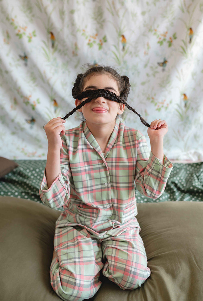 Pink & Mint Flannel Night Suit 2 PC Hover Image