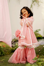 Pink Rose & Pearl - Gharara Set (4 Piece Set)