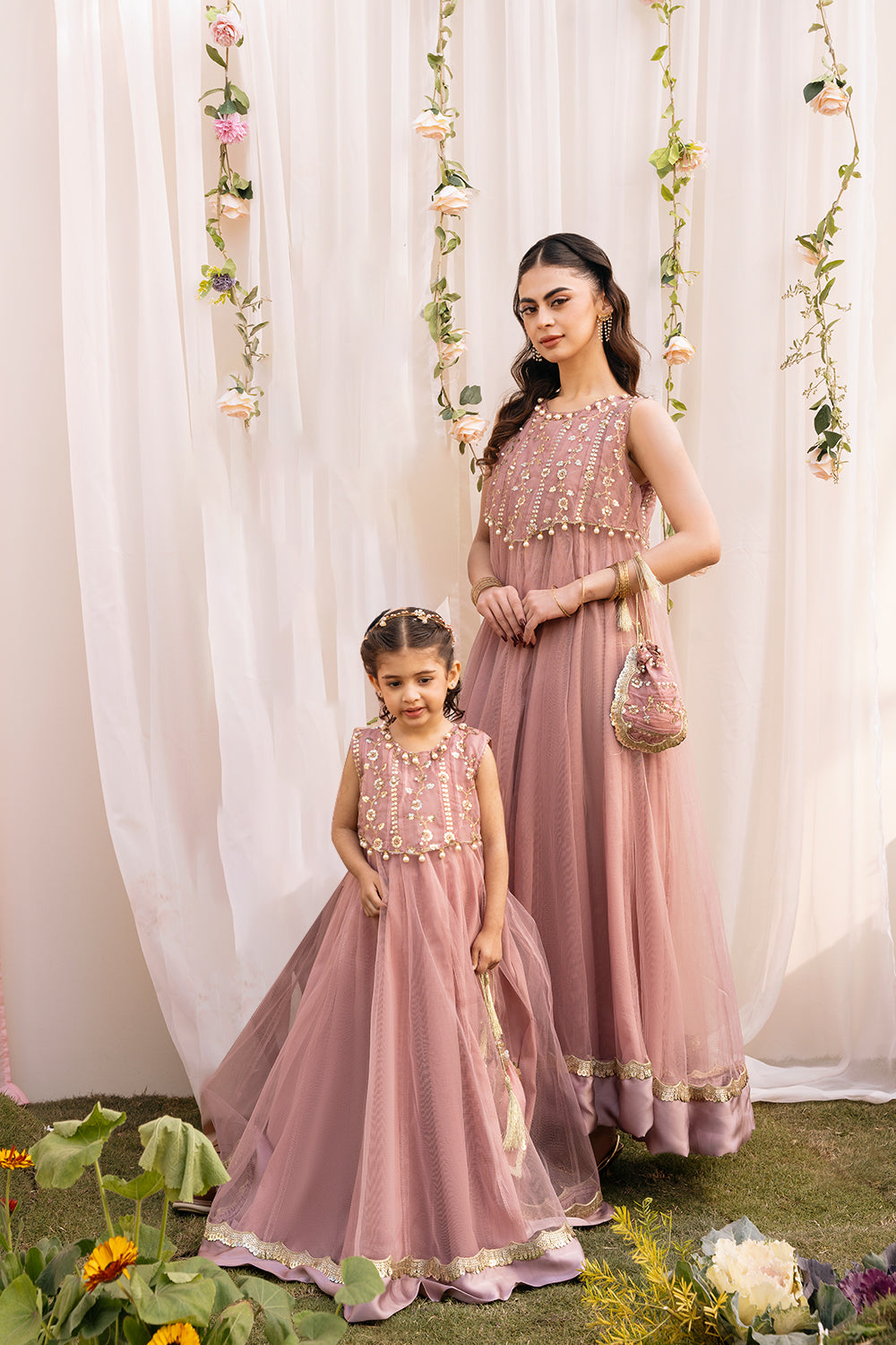 Champagne & Gold - Embroidered Dress (with Sleeves)
