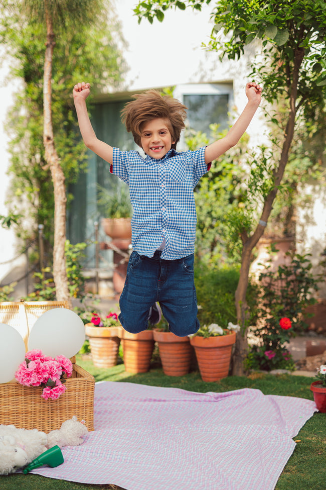 Blue Checkered Summer Shirt Hover Image
