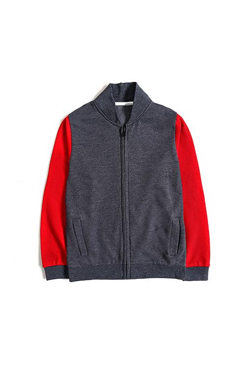 Red & Grey Fleece Zipper Hover Image